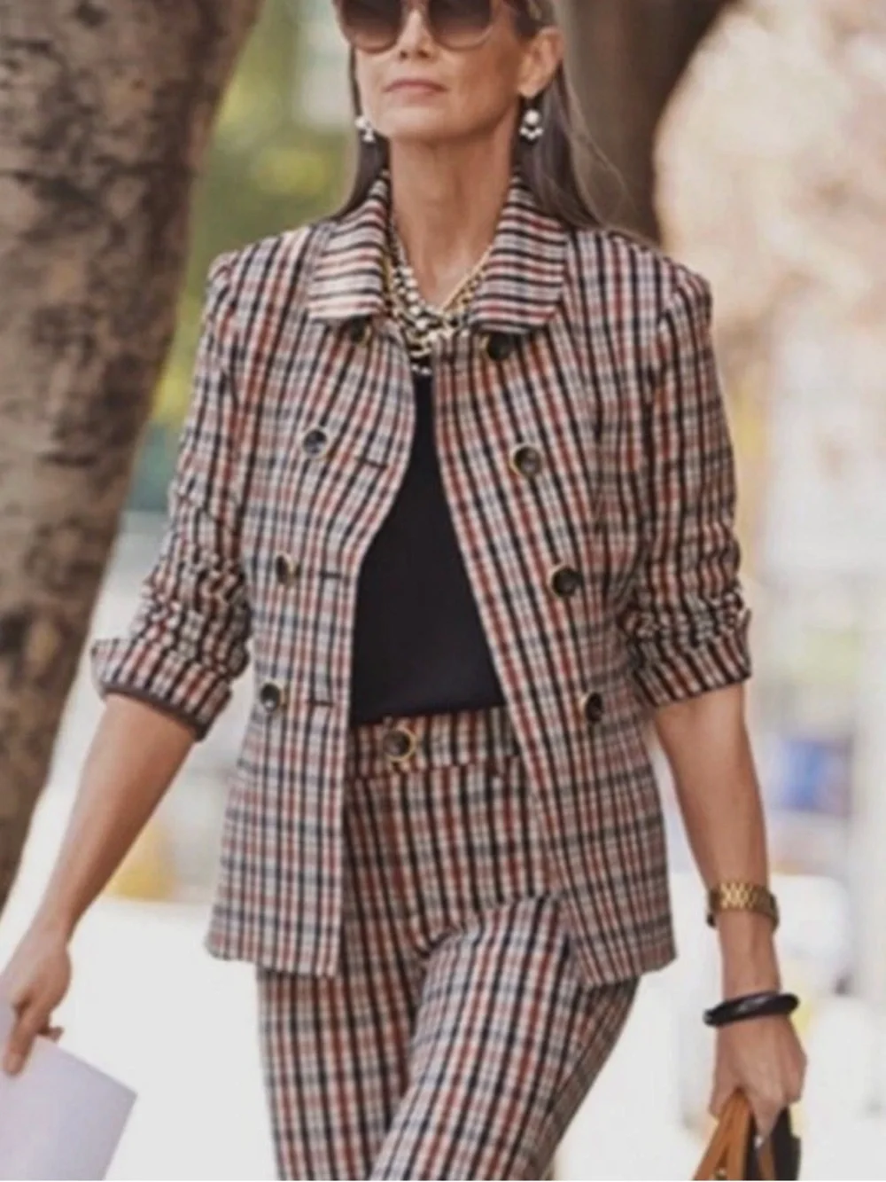 CAbi 4118 Jazzy Jacket Double-Breasted Plaid Peacoat Size M - Picture 2 of 12